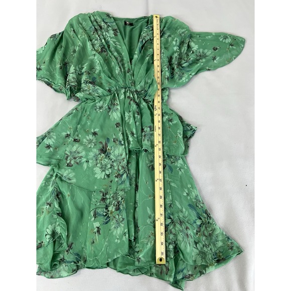 NT by Amati Layered Green Silk Floral Print 3/4 Sleeve‎  Dress Made in Italy S/M - Picture 6 of 13